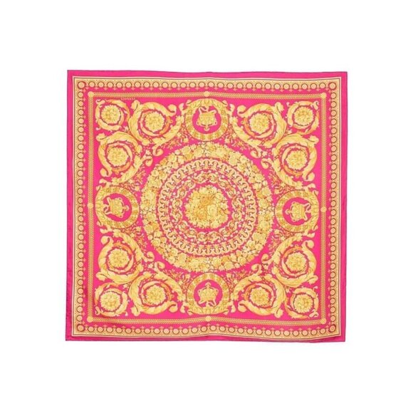 Versace Accessories - Versace Barocco 100% Silk Foulard Pink Square Scarf